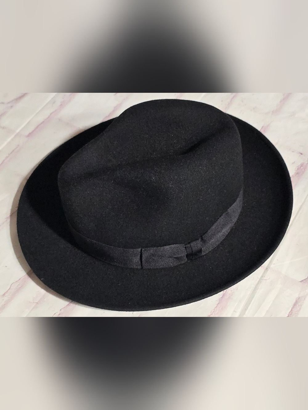 Classic Black Wool Fedora Hat